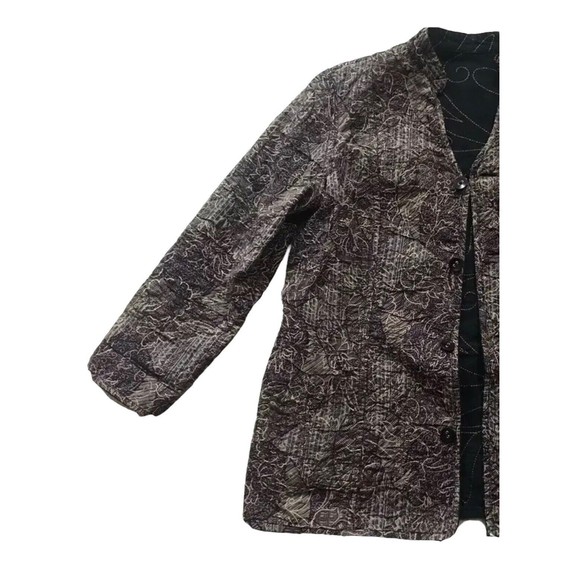 Handmade Reversible Quilted Block Print Jacket Women’s Medium Large M L Black - Picture 4 of 16